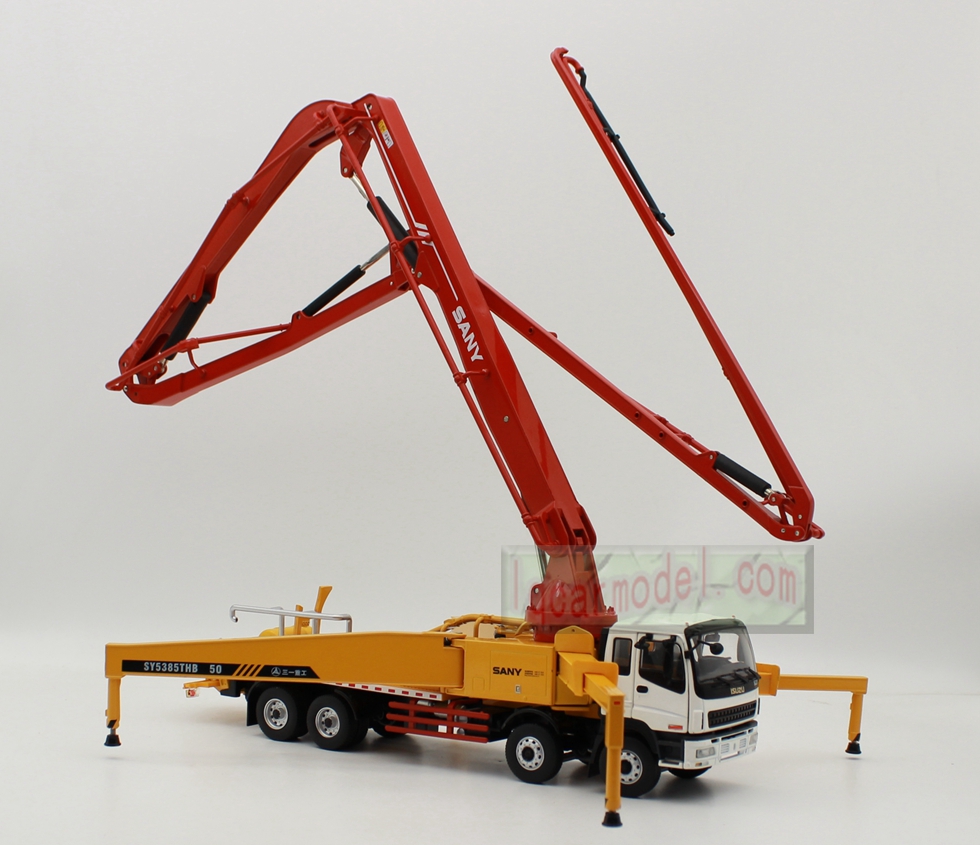 1/38 Scale SANY 50M ISUZU SY5385THB Truck mounted concrete Pump Diecast model 