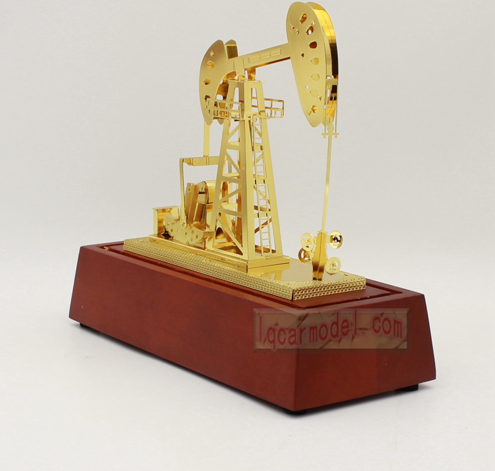 NEW Oil Well Pump Jack Model - Drillbit oilfield rig bit Gold Color