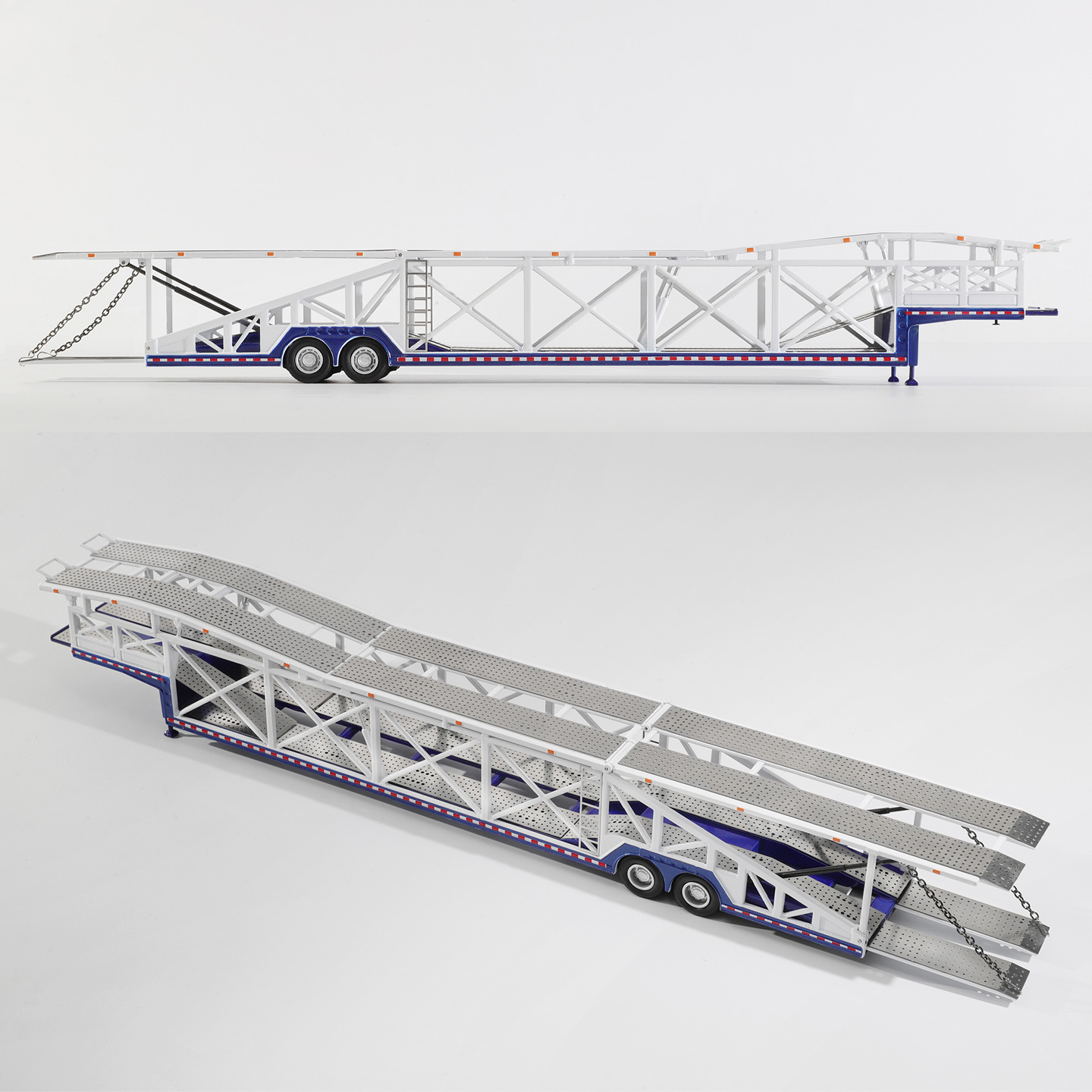 1/64 CAR CARRIER TRAILER  Trailer-Car METAL Truck Diecast blue&white color