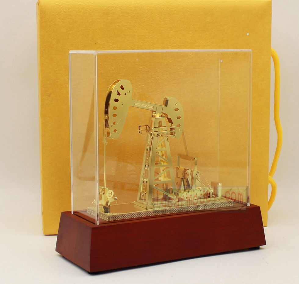 NEW Oil Well Pump Jack Model - Drillbit oilfield rig bit Gold Color