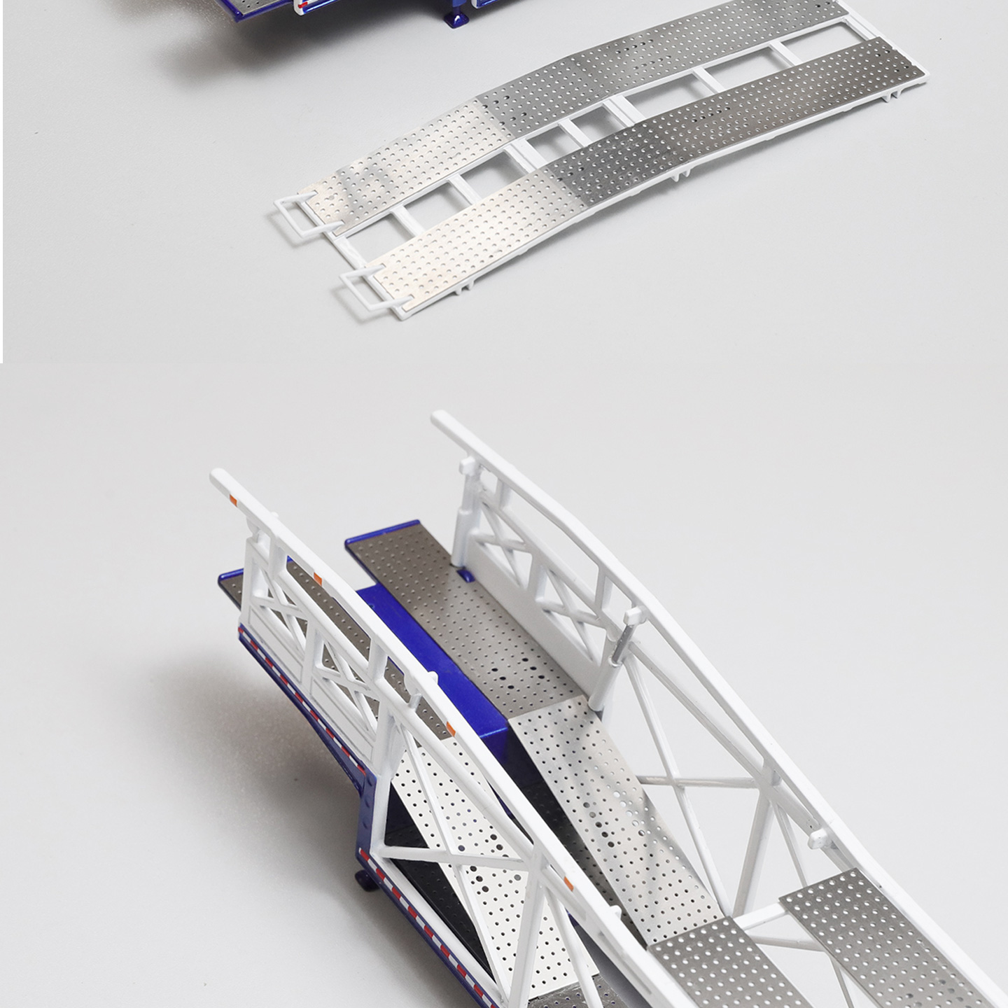 1/64 CAR CARRIER TRAILER  Trailer-Car METAL Truck Diecast blue&white color