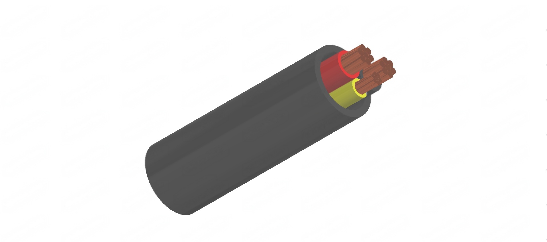 XLPE Insulated, PVC Sheathed 2 core+E Unarmored Cables, 0.6/1kV