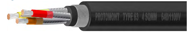 PROTOMONT Type 62, Type 63, Type 64 Flexible Trailing Cables with Galvanized Steel Pliable Wire Armouring 