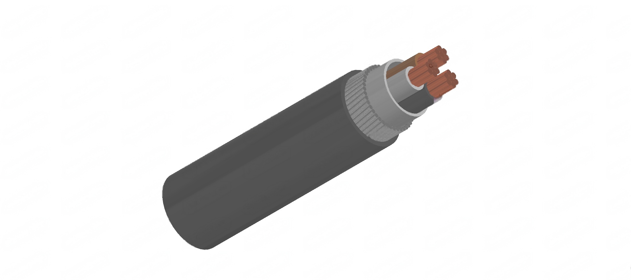 Three-core 600/1000V cables with stranded copper conductors