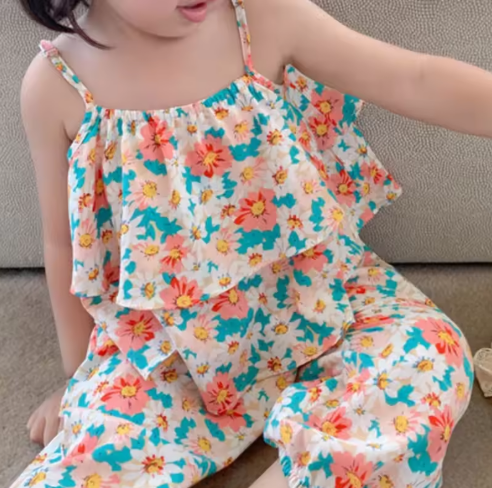 Floral Ruffle Kids Jumpsuit