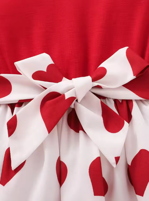 Red and White Heart Print Dress