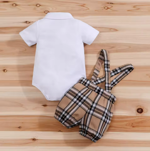 Baby Plaid Bear Outfit Set