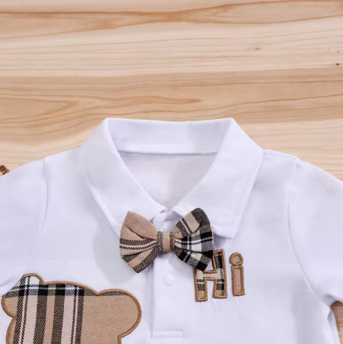 Baby Plaid Bear Outfit Set