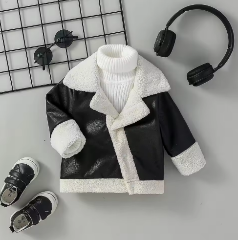 Kids' Faux Leather Shearling Jacket