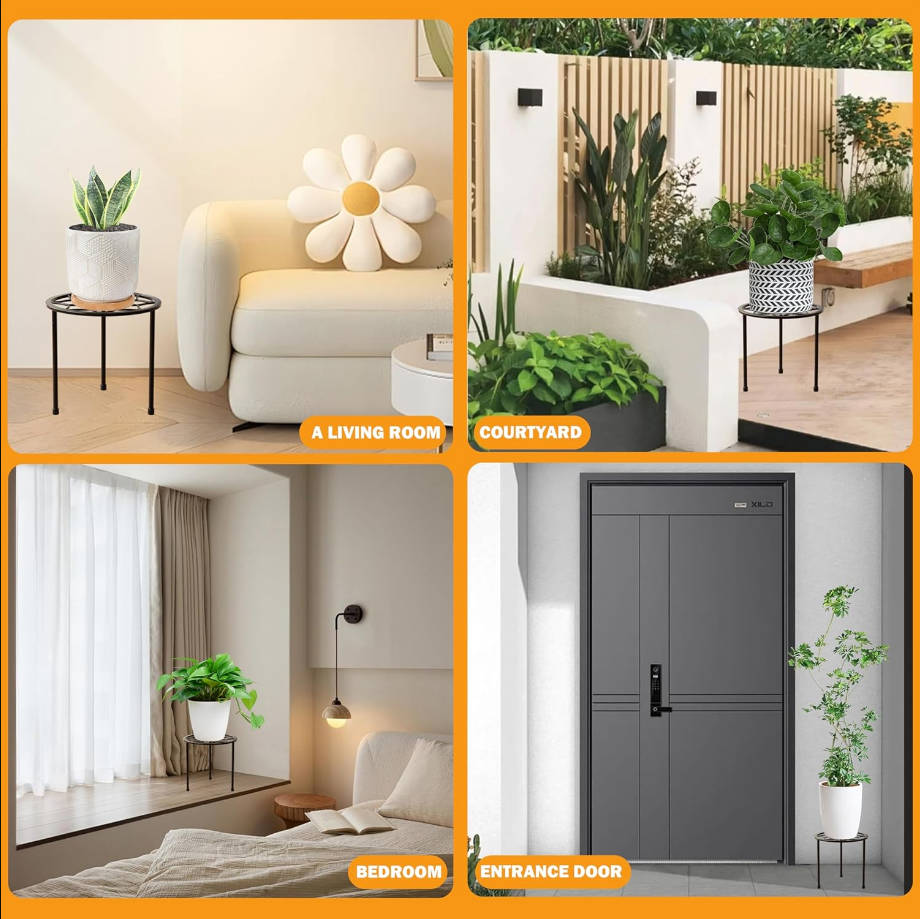 Metal Plant Stand Indoor Outdoor,Indoor Plant Stands for patio rust proof,Heavy Duty Flower Pot Stands for Multiple Plant,Black Potted Plant Holder for Garden Home (5 Pack Black)