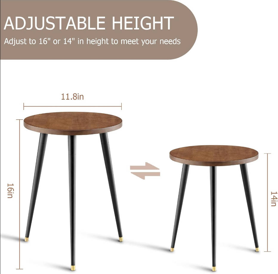 Plant Stand Indoor , Mid Century Wood Plant Stand Plant Table for Flower Pots, Heavy Duty Metal Tall Plant Holder, Modern Home Decor Small Round Side End Table (11.8"x16")