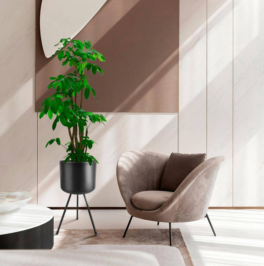 Mid-Century Metal Flowerpot with Stands, Black Stylish Modern Floor-Standing Flowerpot,Suitable for Orchid, Aloe Indoor Outdoor Decoration 8.5'' Wide 18'' high