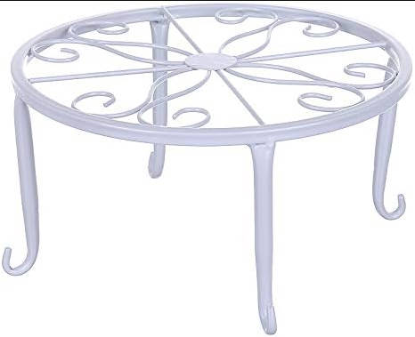 4-Pack 9" Metal Plant Stands for Indoor and Outdoor, Planters, Flower Pots Holder, Beverage Dispenser, Pumpkin Stand for Floor and Tabletop Decoration - White