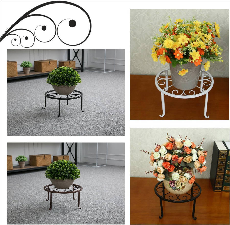 4-Pack 9" Metal Plant Stands for Indoor and Outdoor, Planters, Flower Pots Holder, Beverage Dispenser, Pumpkin Stand for Floor and Tabletop Decoration - White