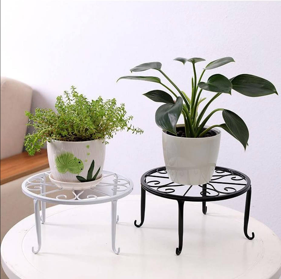 4-Pack 9" Metal Plant Stands for Indoor and Outdoor, Planters, Flower Pots Holder, Beverage Dispenser, Pumpkin Stand for Floor and Tabletop Decoration - White