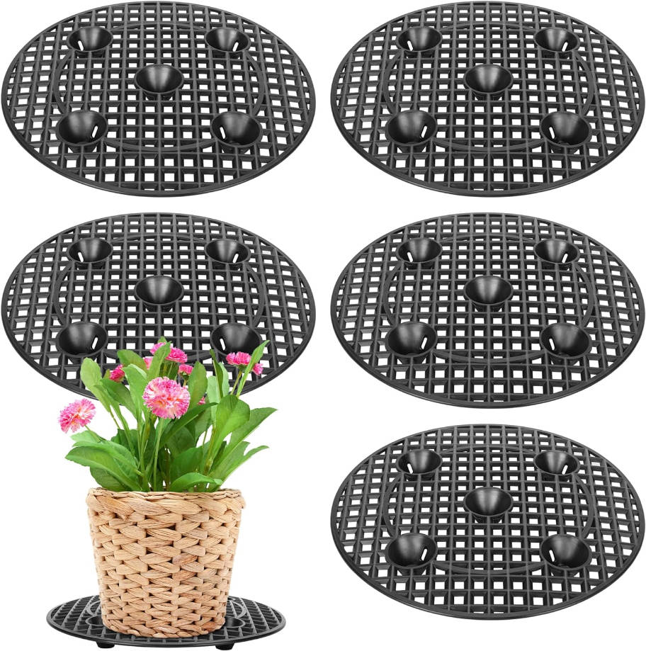 6 Pcs Big Potted Plant Stands - 12 Inch Patio & Deck Floor Protector,Plant Level Pot Elevator for Indoor Outdoor Garden Flower