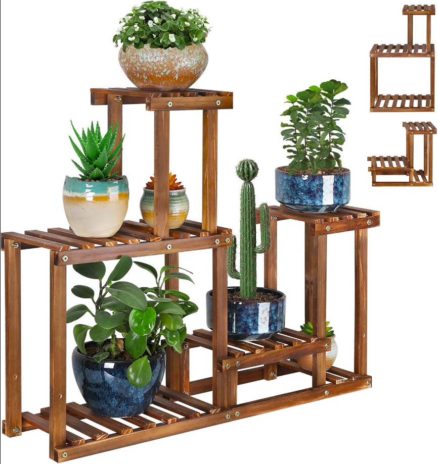 Plant Stand for multiple Plants Stands Indoor Outdoor Flower Pot Stand 5 Tiers Flower Shelf Rack Plants Stands for Patio Balcony Living Room (Upgrade 2 in 1 )