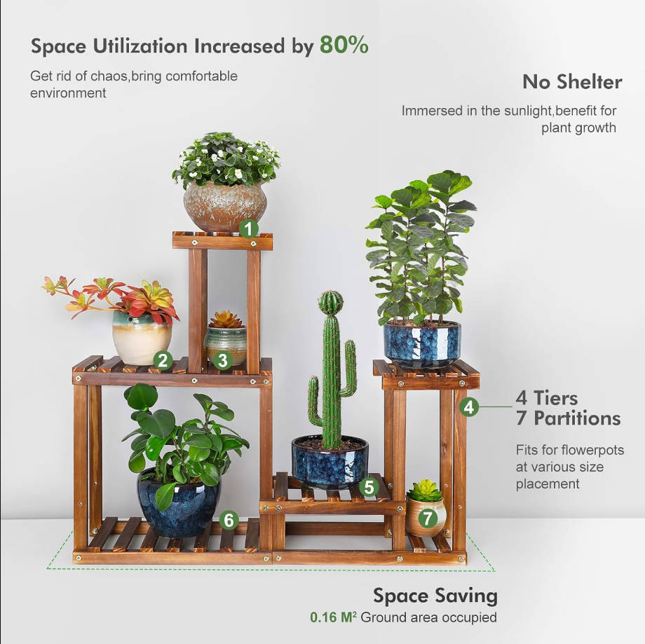 Plant Stand for multiple Plants Stands Indoor Outdoor Flower Pot Stand 5 Tiers Flower Shelf Rack Plants Stands for Patio Balcony Living Room （Upgrade 2 in 1 ）
