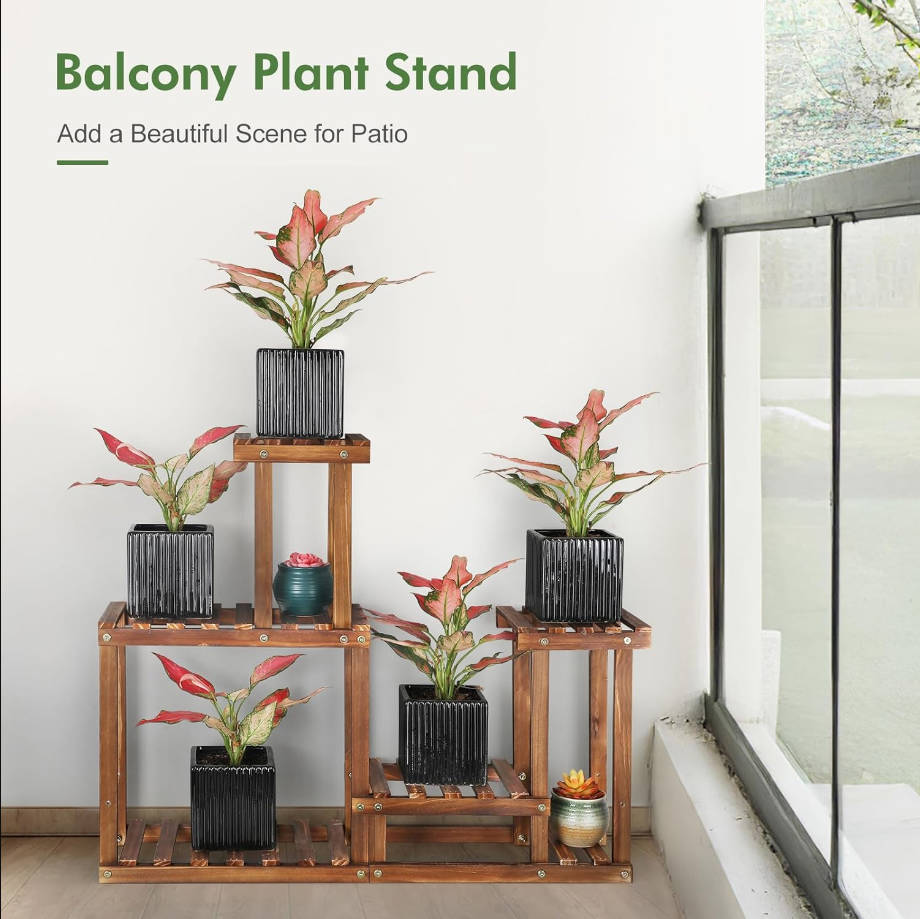Plant Stand for multiple Plants Stands Indoor Outdoor Flower Pot Stand 5 Tiers Flower Shelf Rack Plants Stands for Patio Balcony Living Room （Upgrade 2 in 1 ）