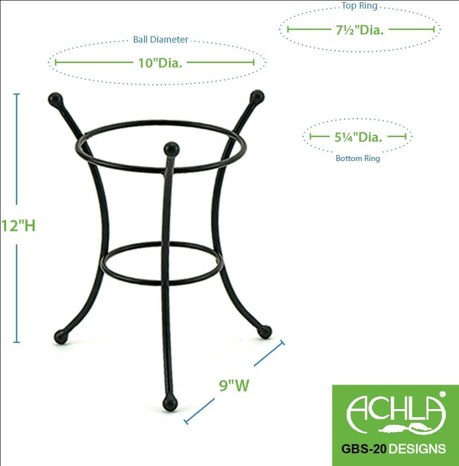 GBS-20 Multi-Use, Small Wrought Iron Metal Plant birdbath Bowl Stand Flowerpot Holder, 8", Black