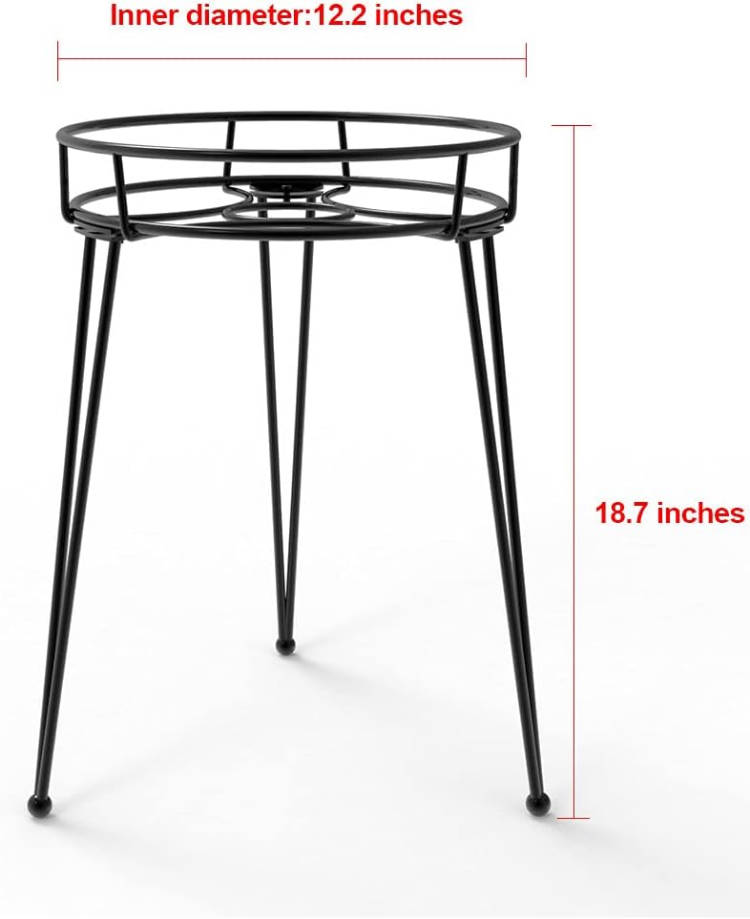 Midcentury Modern Metal Potted Plant Stand 18.7 inches Tall Flower Pot Holder Large Rustproof Iron Garden Container Heavy Duty Rack for Planter,Black