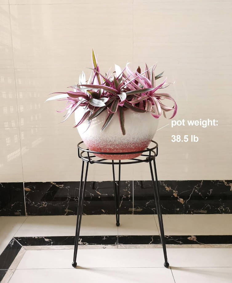 Midcentury Modern Metal Potted Plant Stand 18.7 inches Tall Flower Pot Holder Large Rustproof Iron Garden Container Heavy Duty Rack for Planter,Black