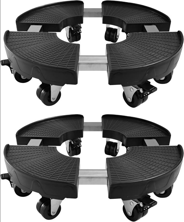 Plant Stand with Wheels, Heavy Duty Plant Caddy with 8 Twin Casters, 2 Pack Adjustable 15-20 Inch Indoor Outdoor Large Rolling Plant Stand Planter Cart Dolly for Flowerpot, 600lbs Capacity