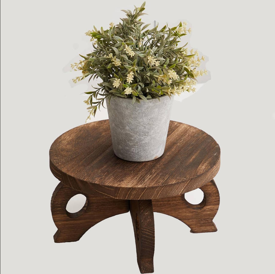 Plant Stand Indoor Round Wood Risers Display Stands Decorative Table for Flowers Stand Indoor Rustic Balcony Decor Pedestal Board Plant Holder Rise