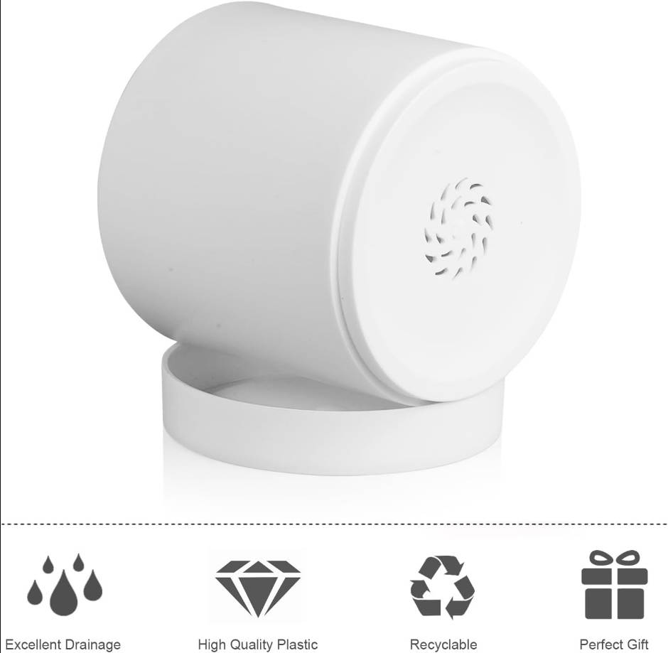6/5/4 inch Flower Pots, Pack of 3 Cylinder Plant Pots for Small Indoor Outdoor Plants, Plastic Planters with Drainage Holes and Saucers for Garden Succulent Nursery House Plants, White