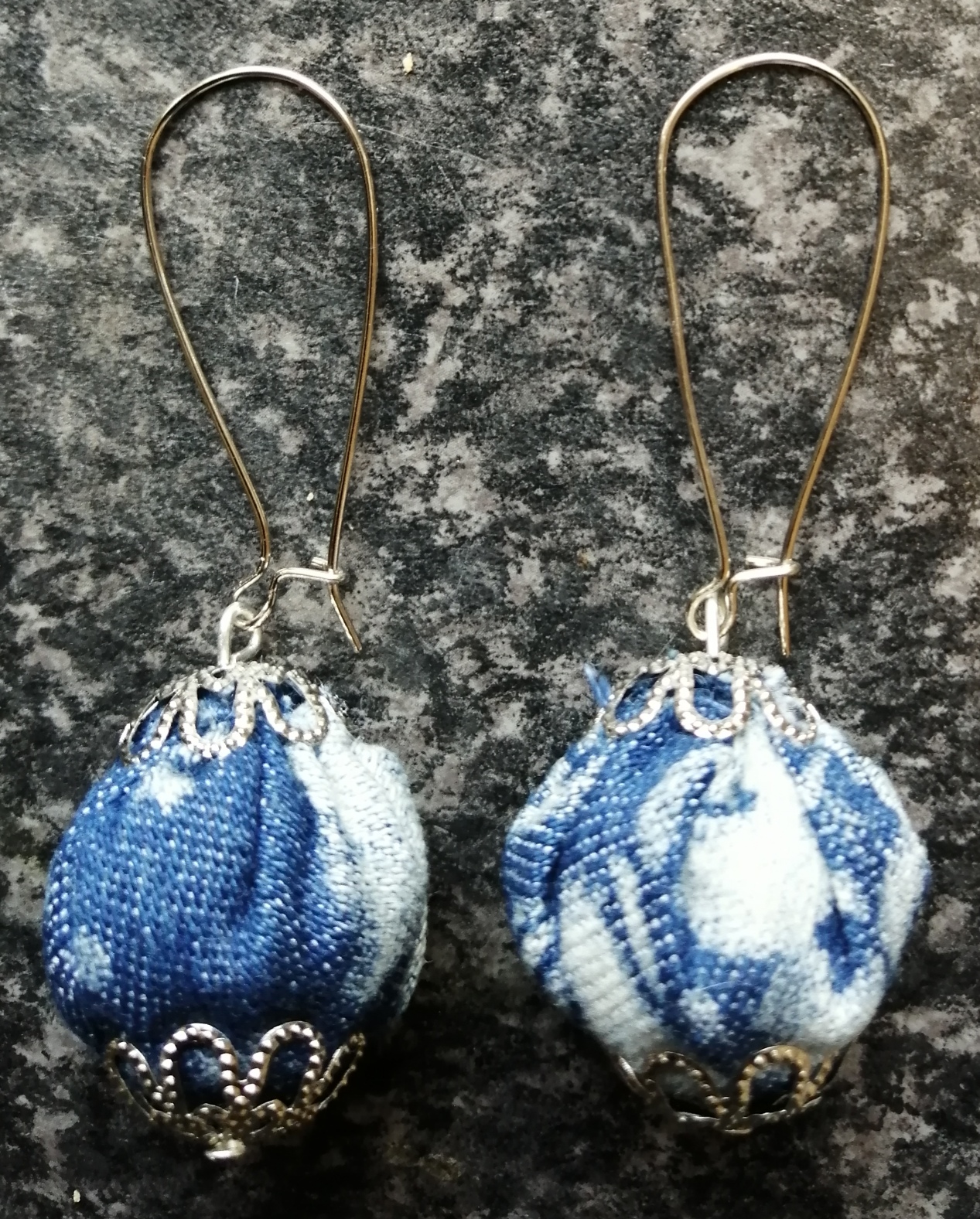 Handmade Denim Bead Earrings