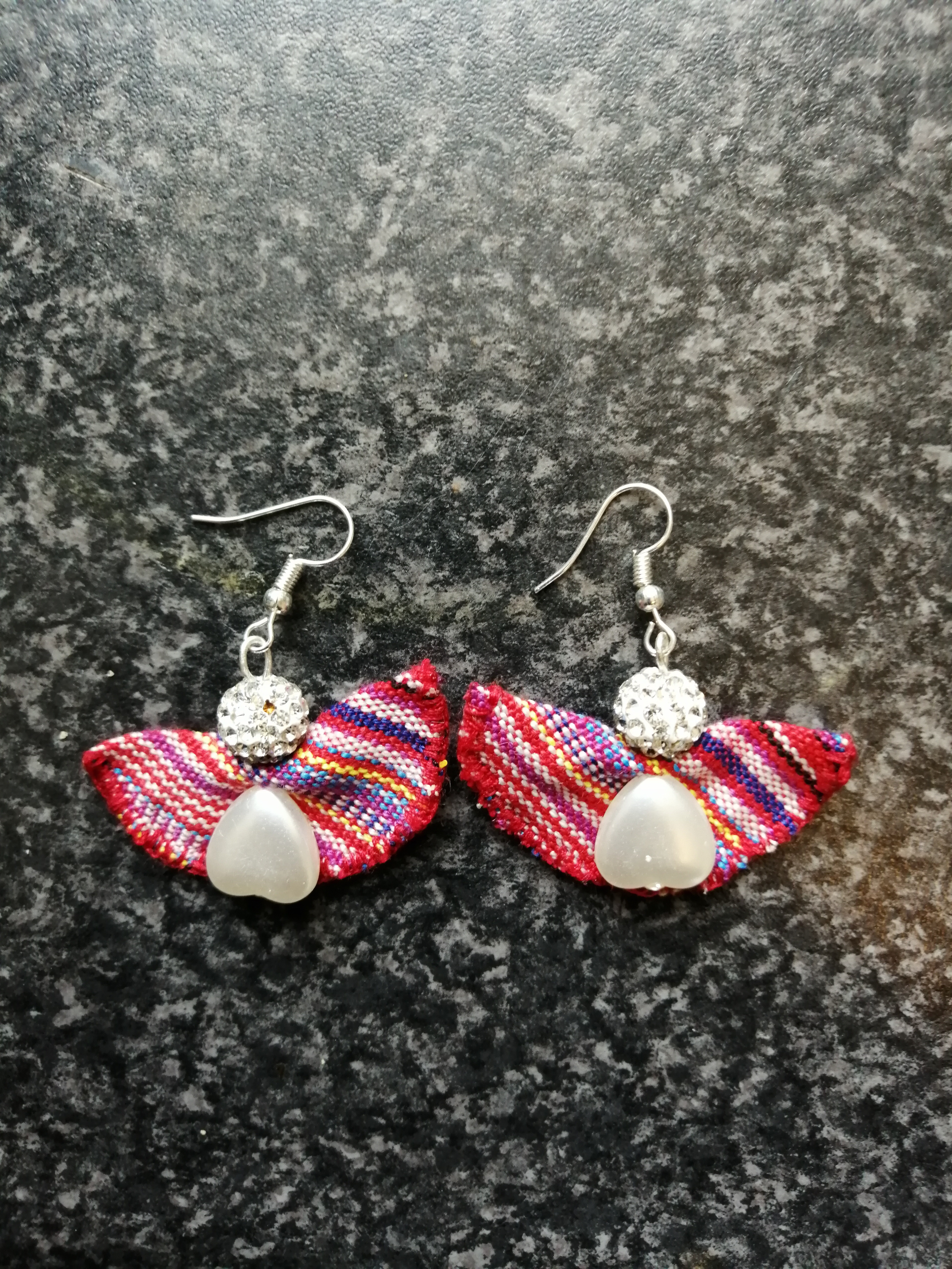 Handmade Denim & Heart Earrings