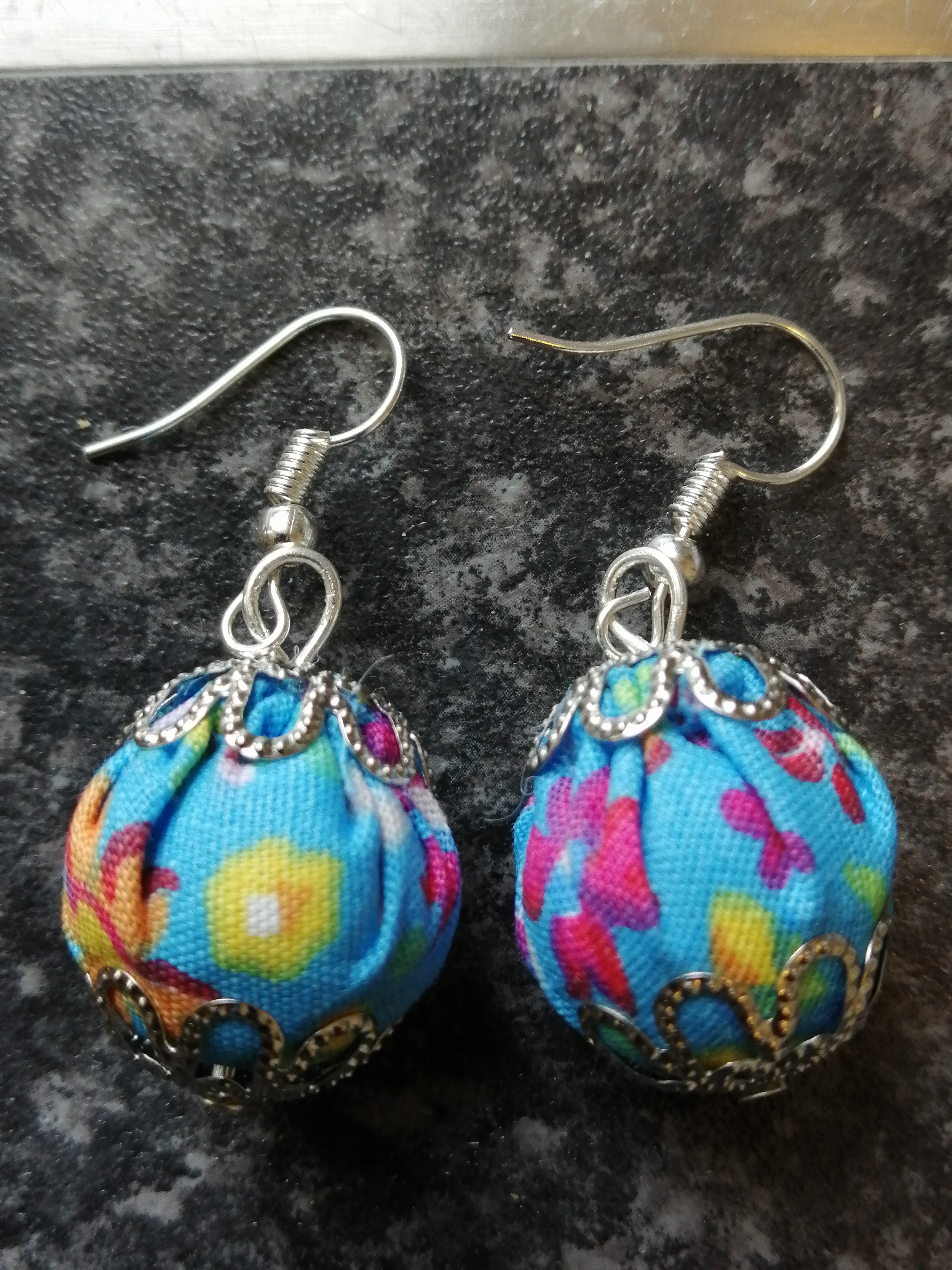Handmade Denim Bead Earrings