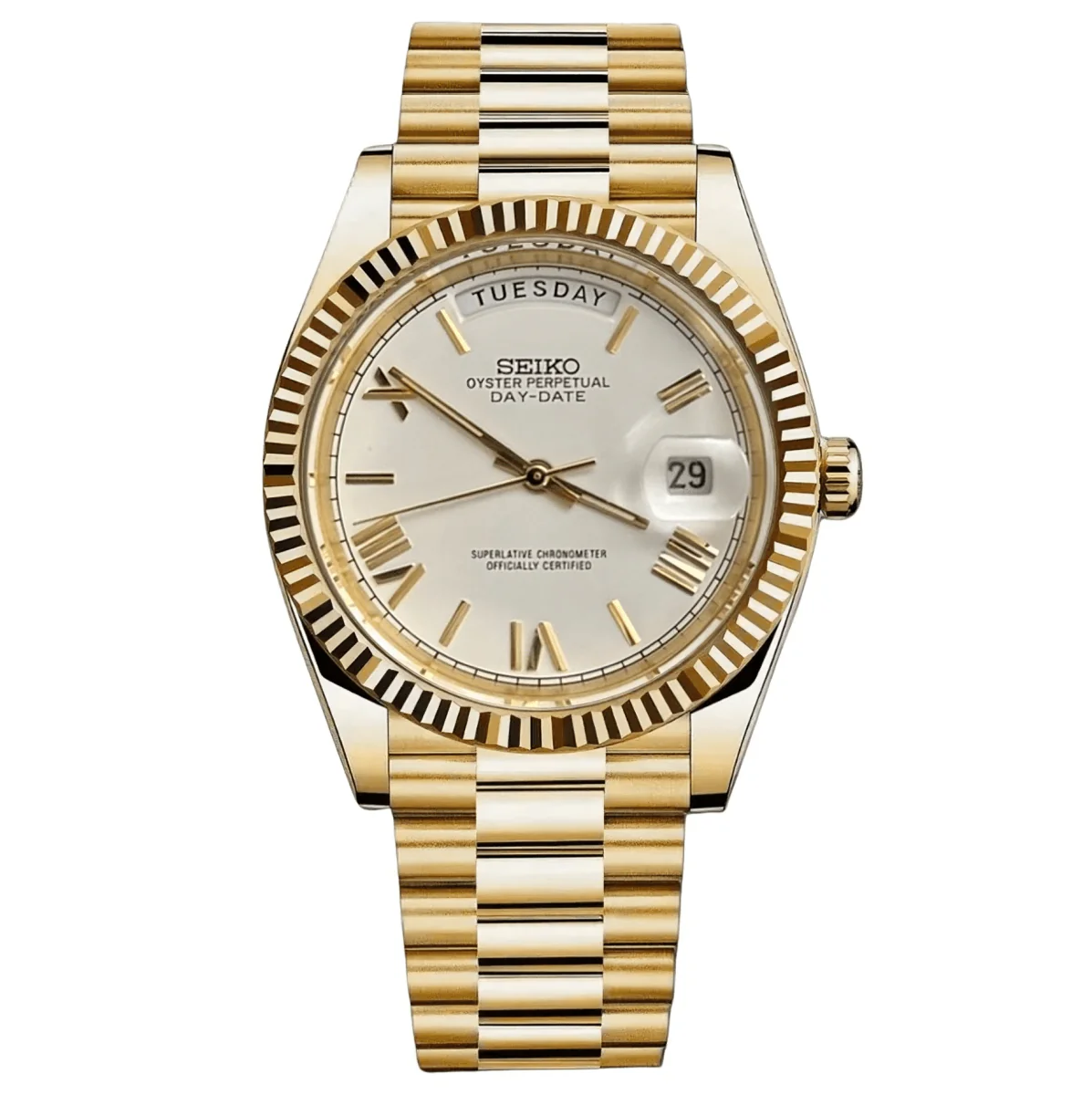 SEIKO MOD DAY DATE | OR BLANC GIVRÉ