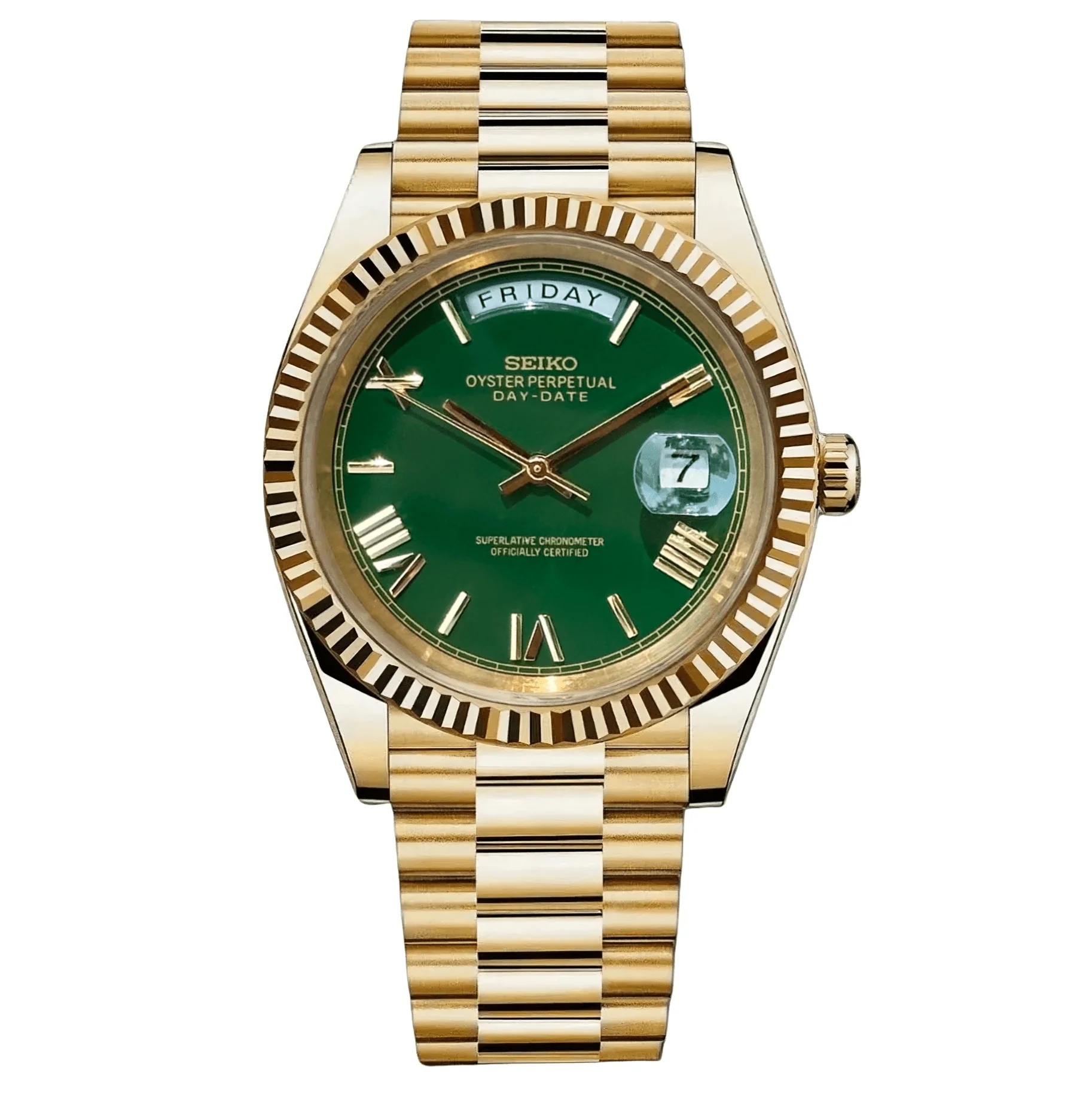 SEIKO MOD DAY DATE | OR VERT PRÉSIDENTIAL