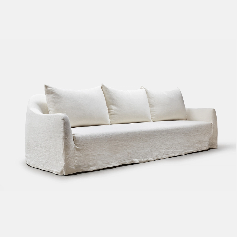 Lyon Modern White Linen Sofa Couch