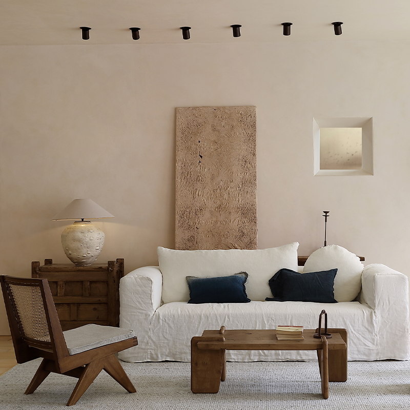 Square Modern Linen Slipcovered Square Sofa Couch