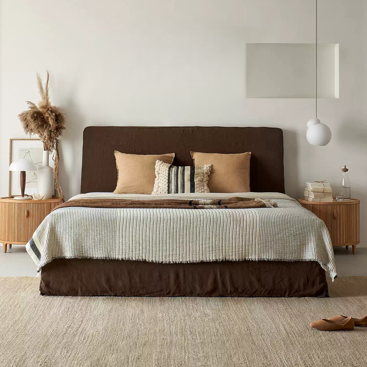Lull Bed Linen Slipcover Fabric Panel Bed - Vintage Brown