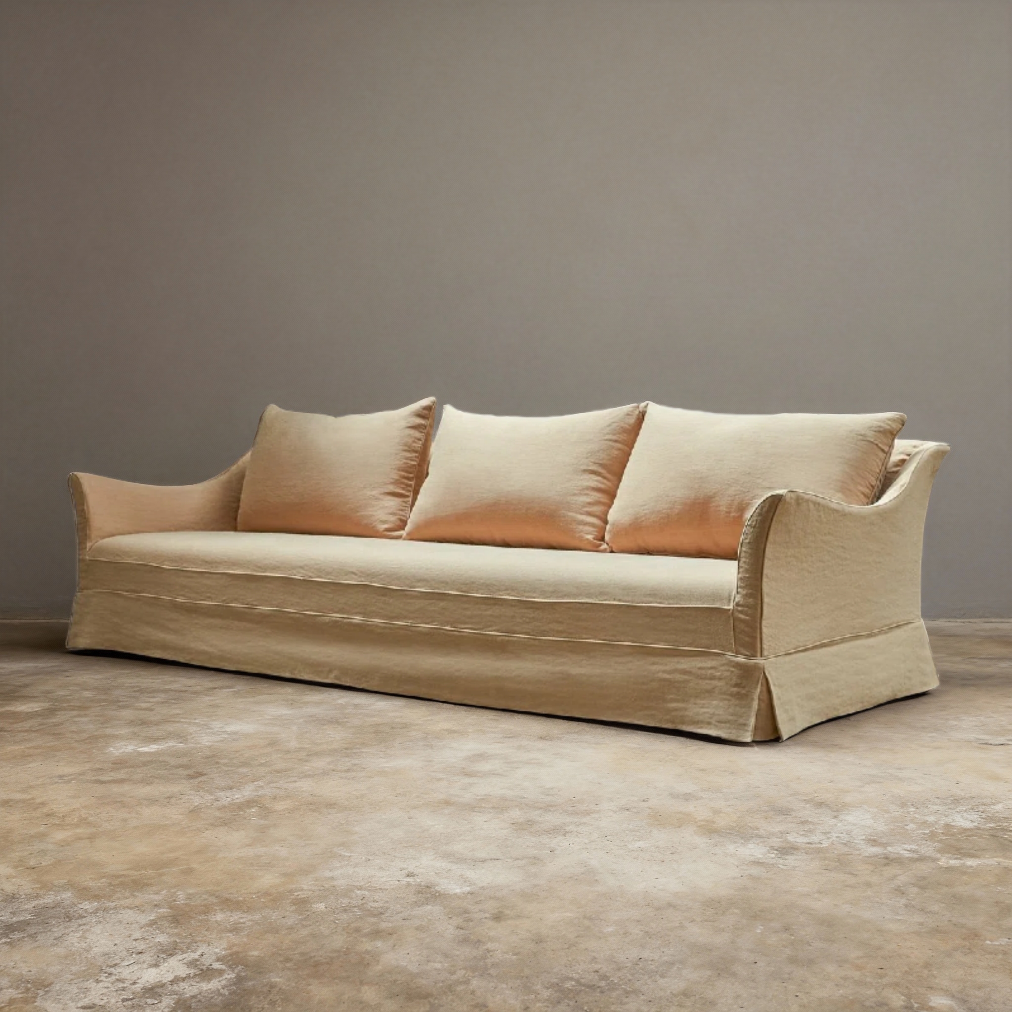 Giselle Modern antique Linen Slipcover Sofa Couch