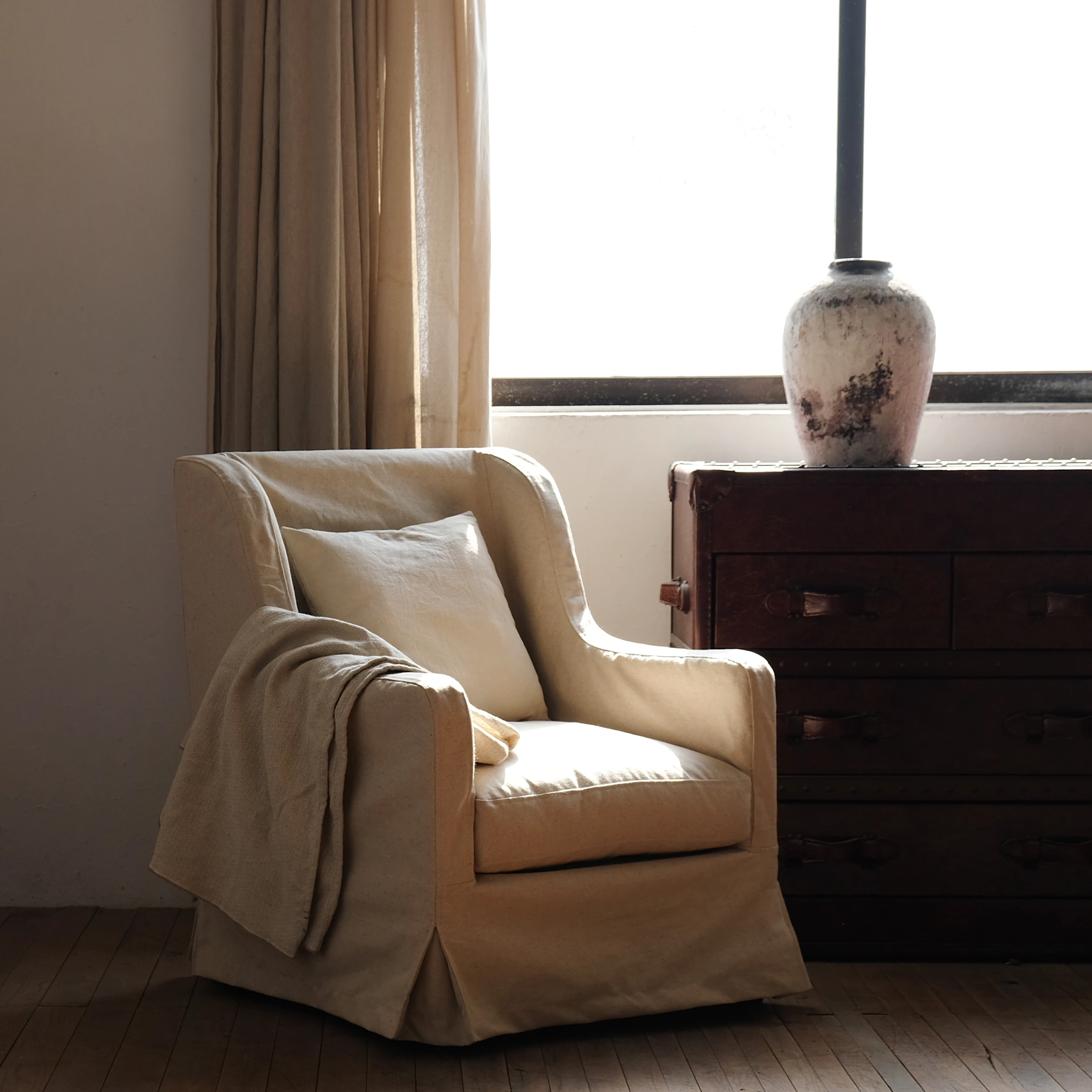Mykonos Linen Slipcovered Accent Armchair