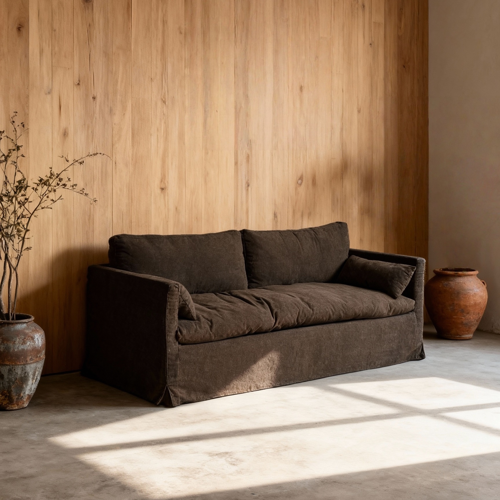 Veles Sofa: Morder Slipcover with Down Feather Fill 