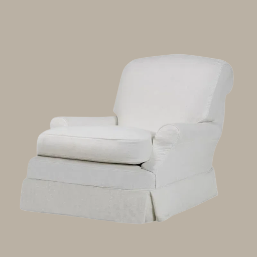 Claire Linen Slipcovered Rolled Armchair with Pouf