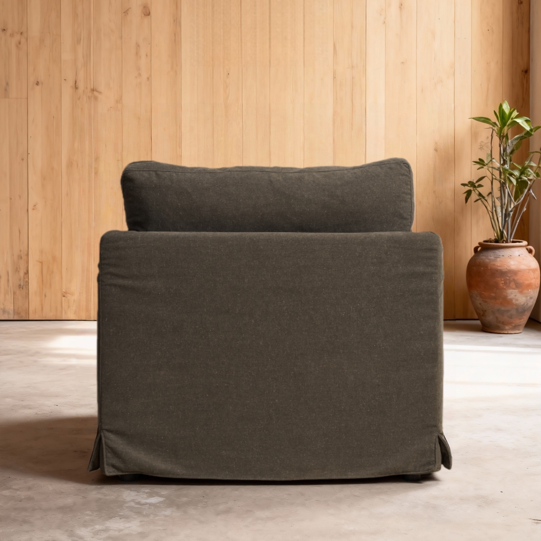 Veles Linen Sofa Slipcover with Down Feather Fill Armchair