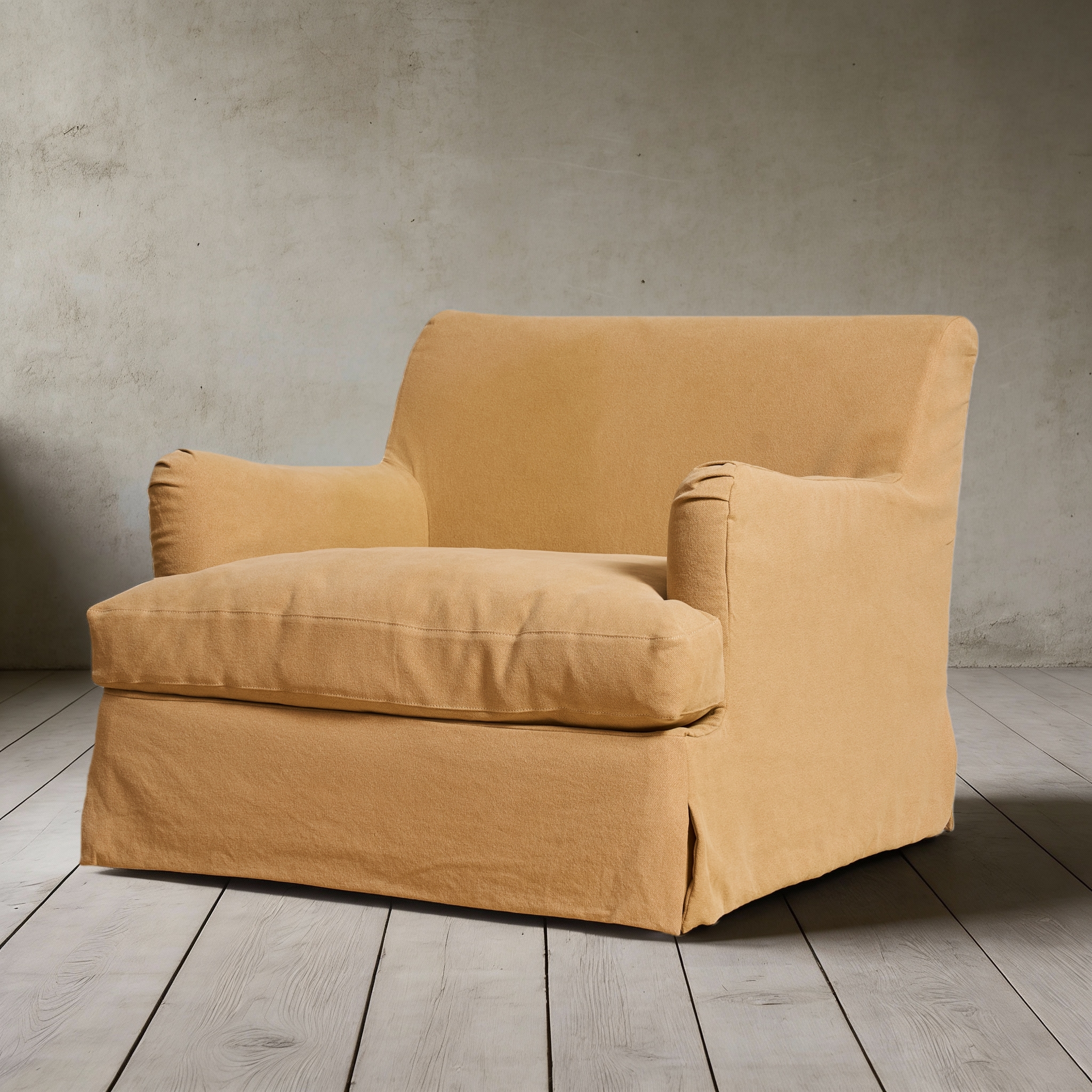 Campbell Slipcover Armchair XL in Linen Fabric 8178-04 Yellow