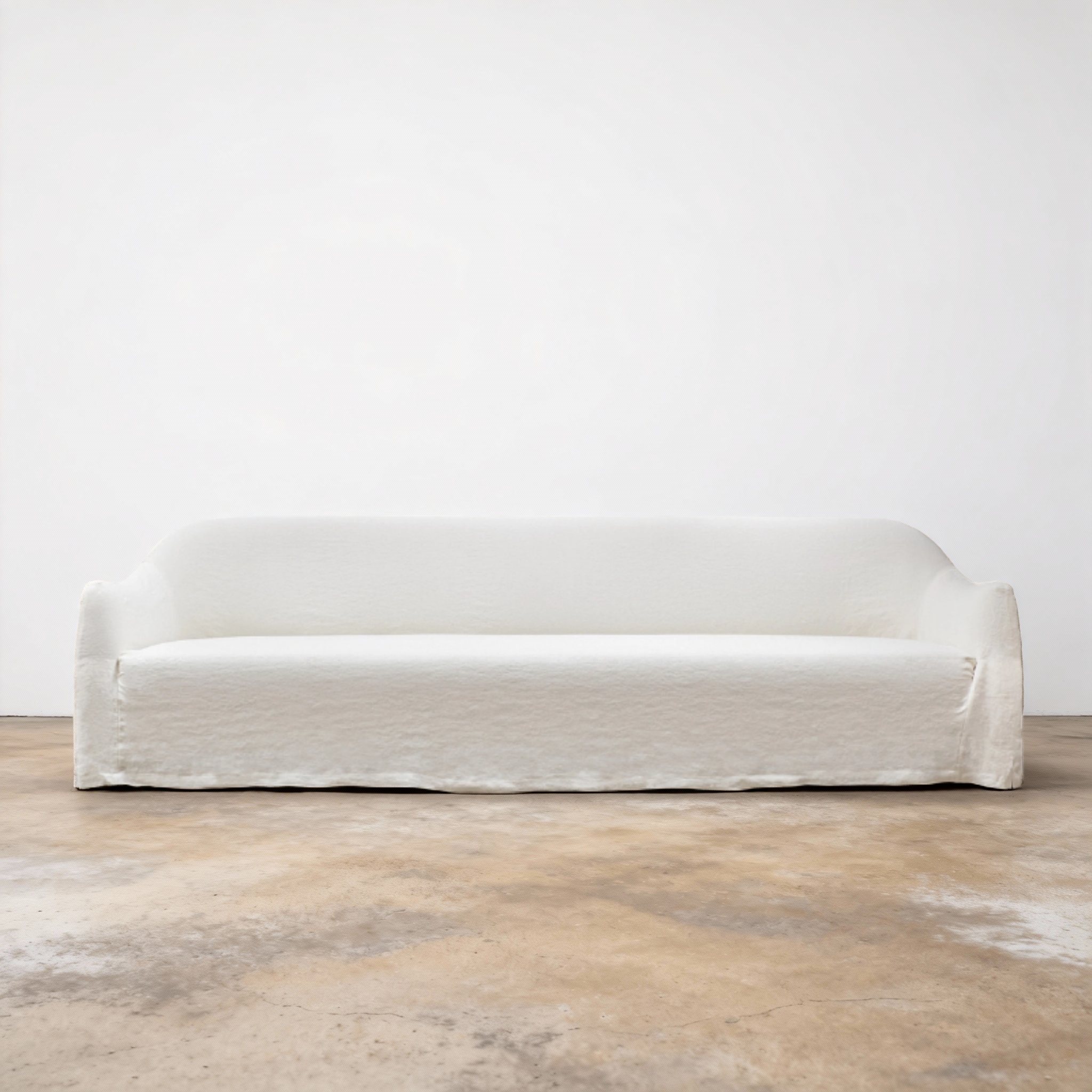 Lyon Modern White Linen Sofa Couch