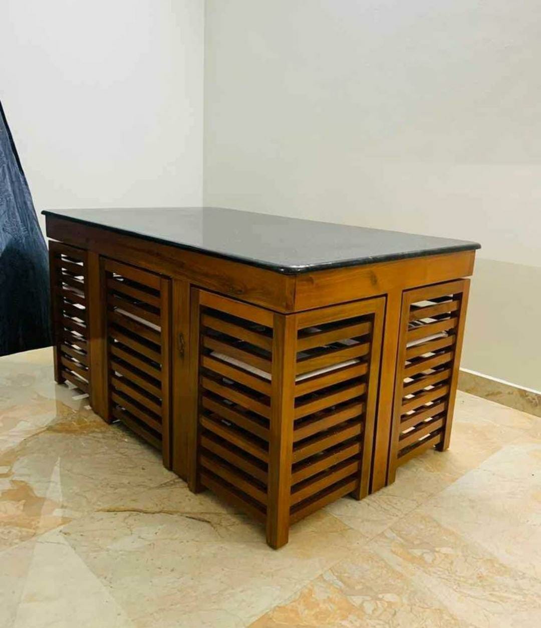 Wooden Dining Table with Granite Top