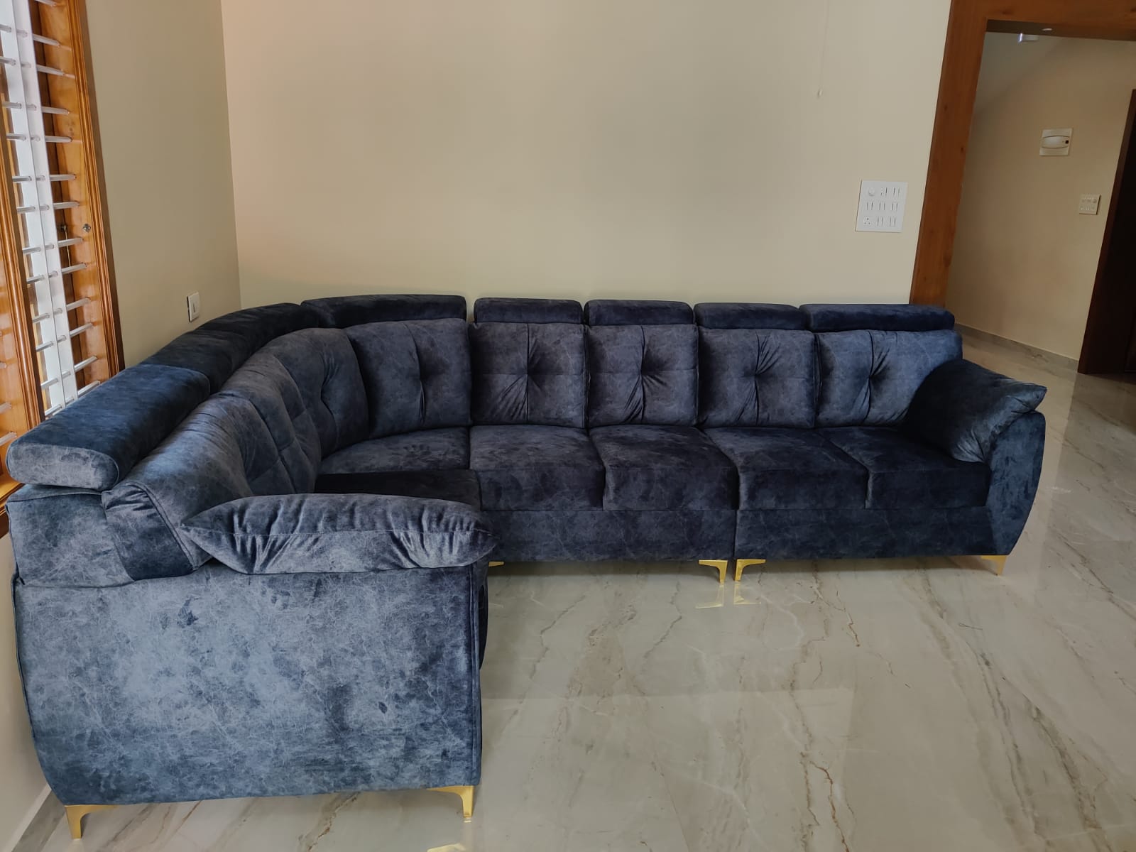 Modern Navy Blue Sectional Sofa