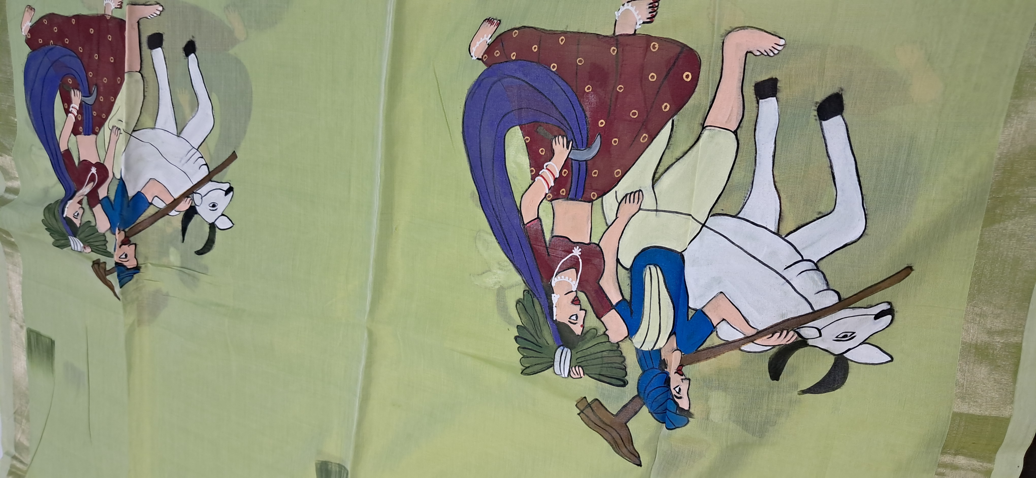 Hand Woven Hand Painted Silk (Pattu) Duppata