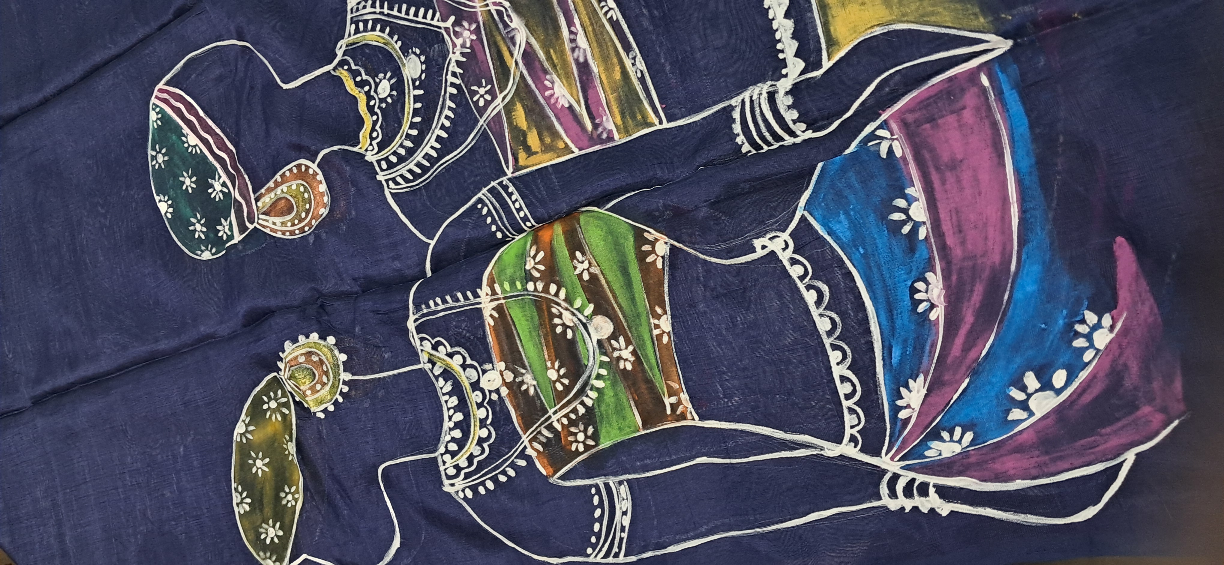 Hand Woven Hand Painted Silk (Pattu) Duppata