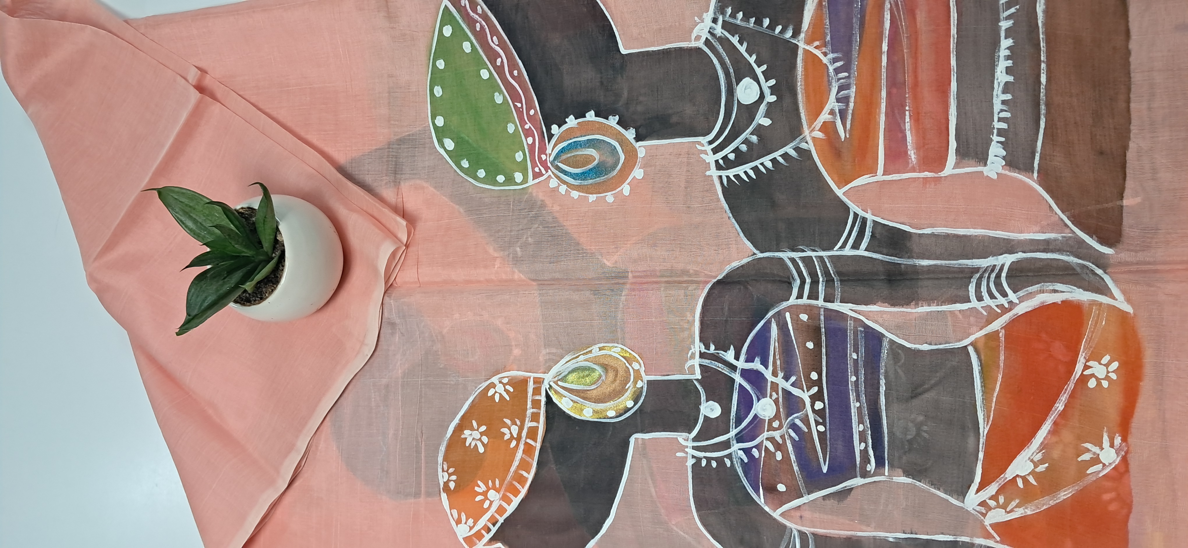 Hand Woven Hand Painted Silk (Pattu) Duppata