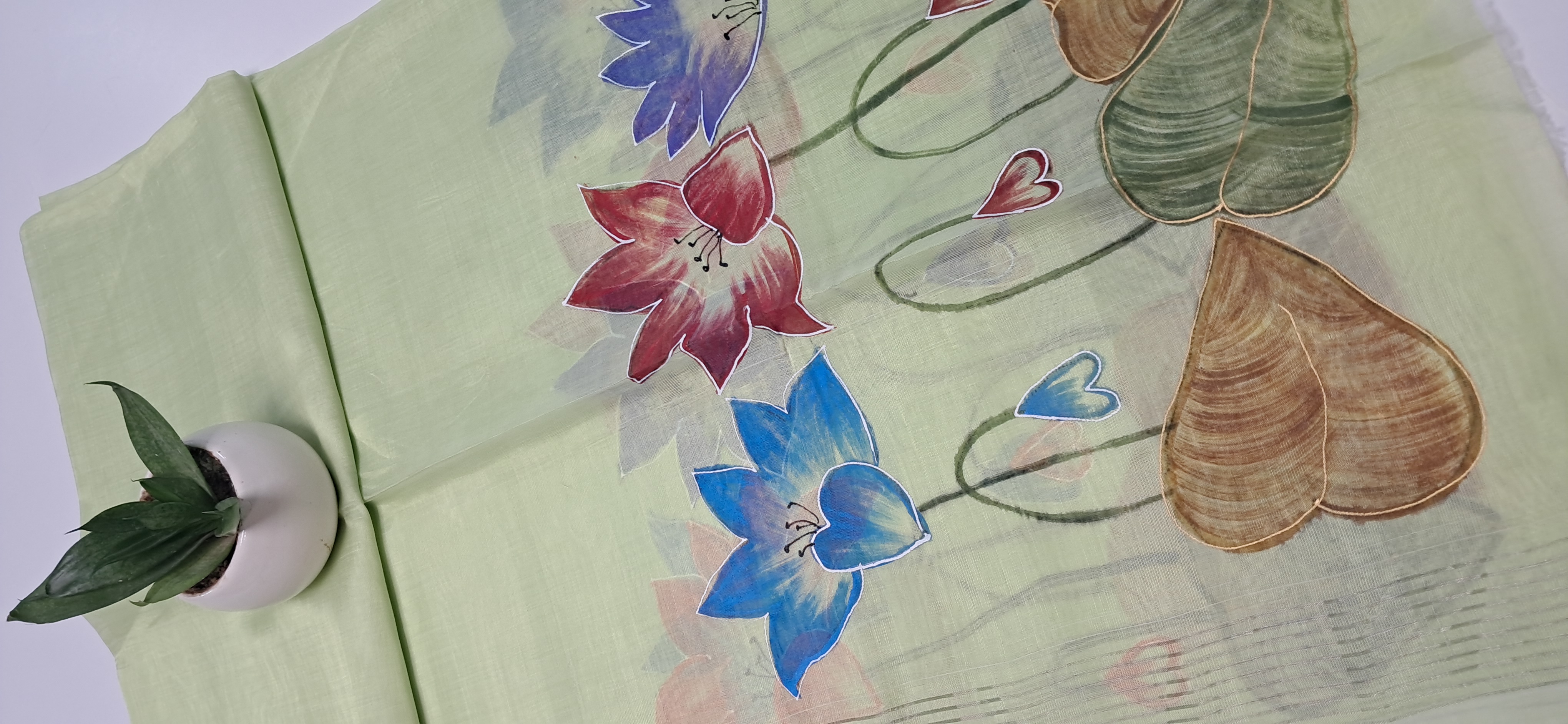 Hand Woven Hand Painted Silk (Pattu) Duppata